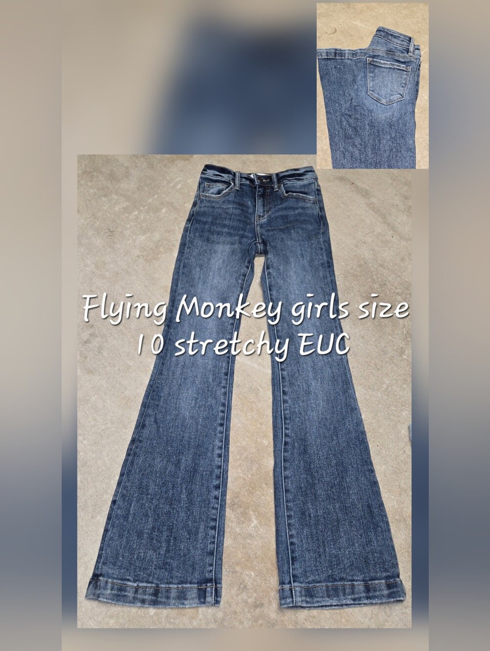 Flying Monkey Dark Blue Flare Jeans - Girls